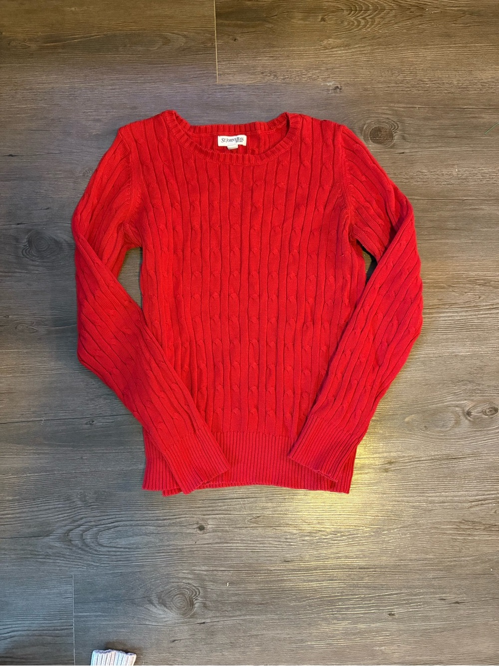 St. John's Bay Bright Red Cable Crewneck Sweater